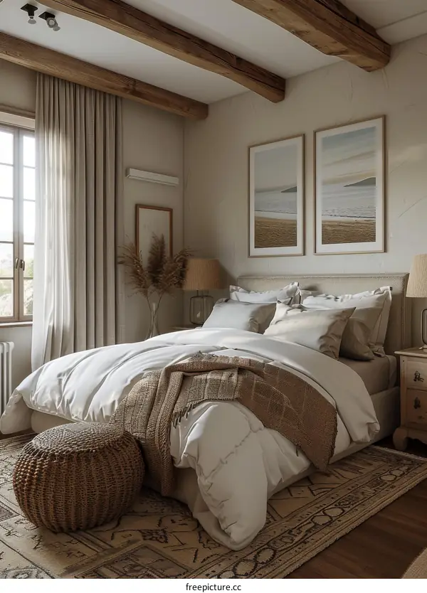 Rustic Beige Bedroom Interior Design