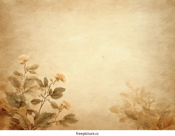 Vintage Floral Illustration on Aged Paper
