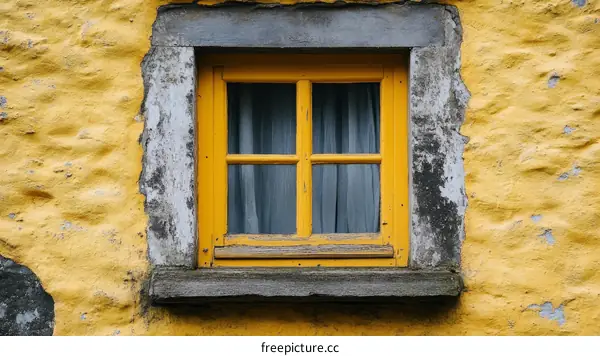 Yellow Window on a Yellow Stone Wall