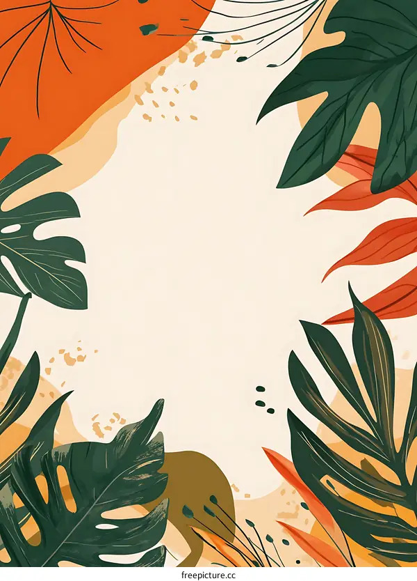 Tropical Leaves Border Background Design