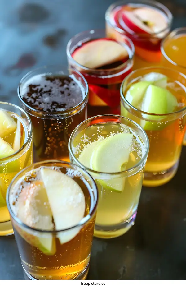 Apple Cider Drinks with Slices of Apple