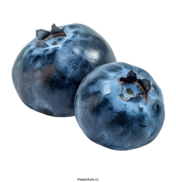 [Transparent Background PNG]Two blueberries isolated on white background