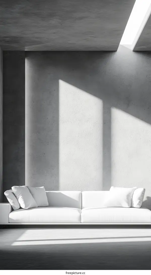 Modern Minimalist Concrete Living Room Interior Design