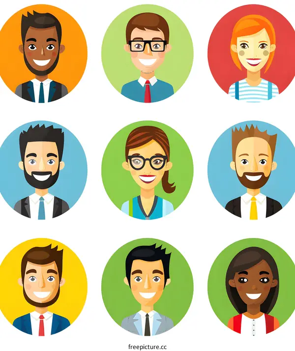 Smiling Diverse People Business Avatar Icons