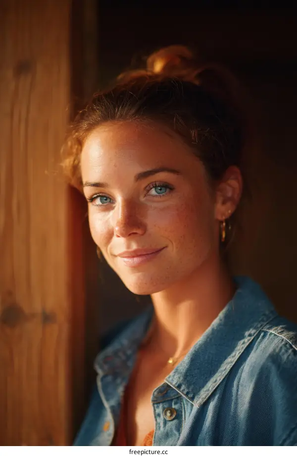 Close-up Portrait of a Woman with a Warm Glow