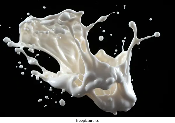 White liquid splash on black background