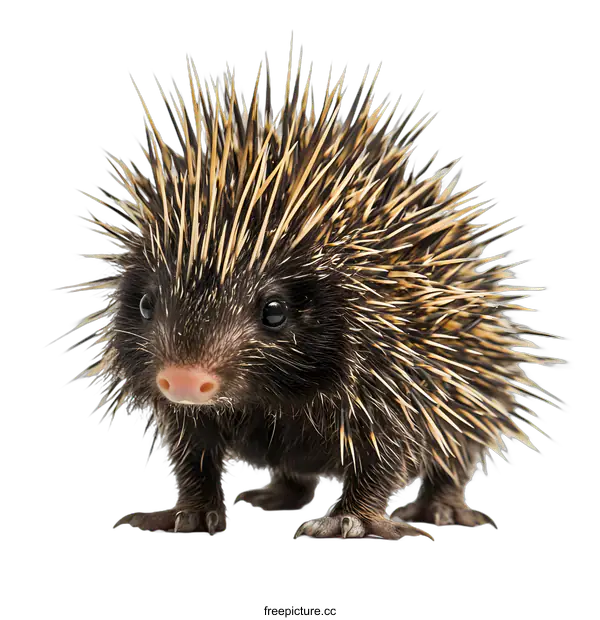 [Transparent Background PNG]Close Up Portrait of a Baby Hedgehog with Spikes