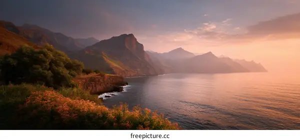 Coastal Mountain Range at Sunset