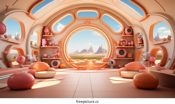 A Futuristic House's Interior on Mars