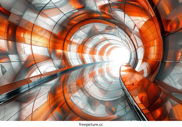 Abstract Orange and White 3D Tunnel