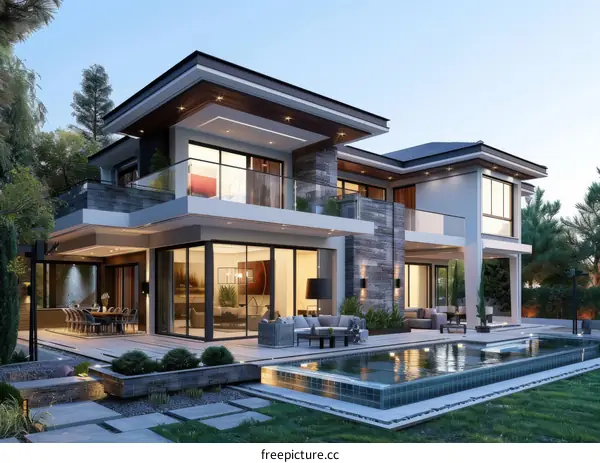 Modern Mansion with Outdoor Pool and Garden