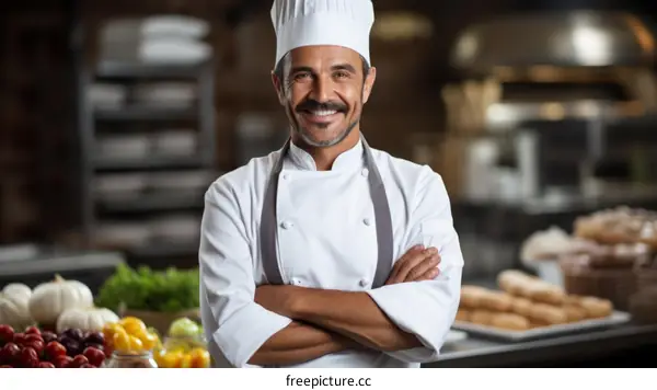 Portrait of a happy chef in a commercial kitchen