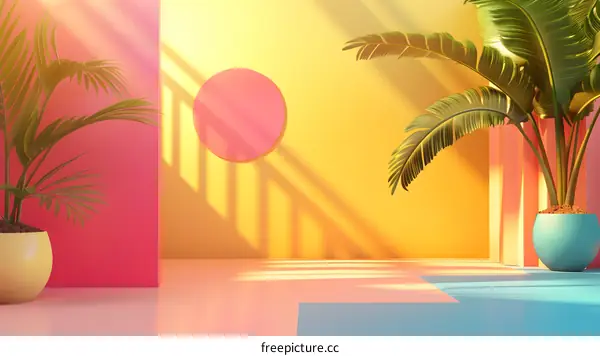 Tropical Palm Trees in a Modern Room