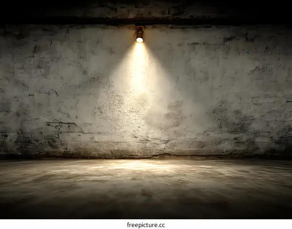 Empty Grungy Concrete Room with Spotlight