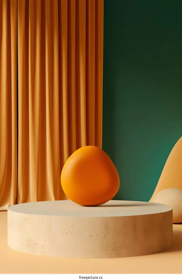 Abstract 3D Rendering With Orange And Green Colors