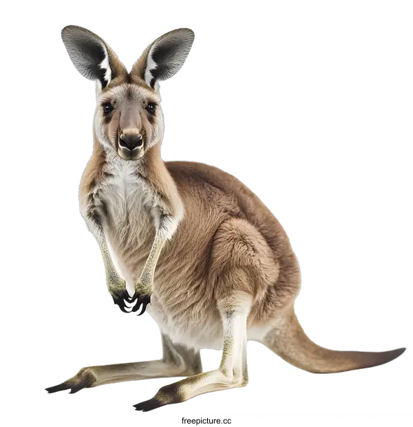 [Transparent Background PNG]Red Kangaroo Sitting on White Background