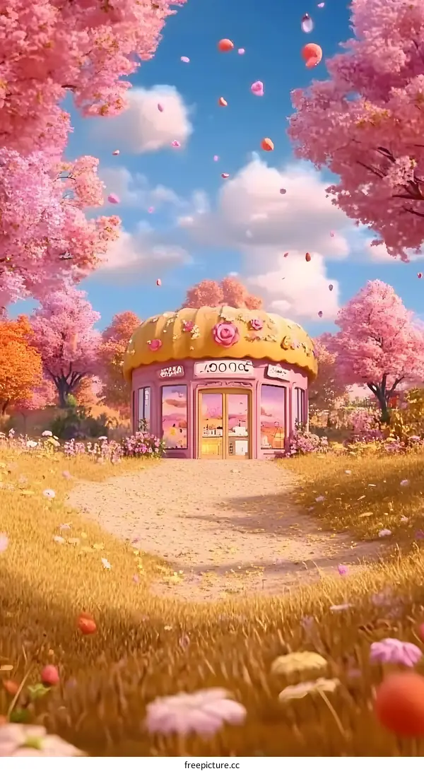 Pink Flower Shop In A Fantasy Meadow