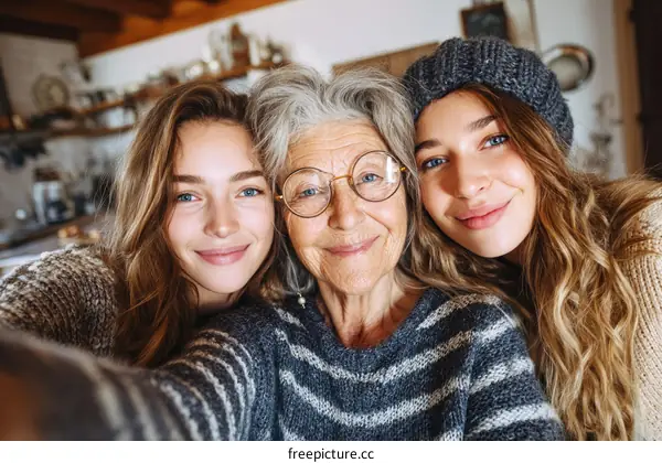 Happy Family Portrait of Three Generations