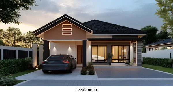 Modern House Exterior Design With Black Roof