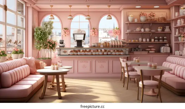 pink cafe interior design