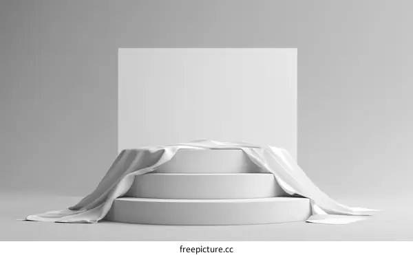 White Fabric Draped Over Steps Display Stand