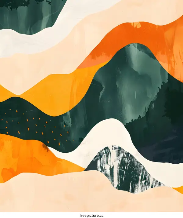 Abstract Colorful Mountain Landscape Painting