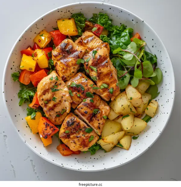 Mouthwatering Grilled Chicken with Roasted Potatoes and Vegetables