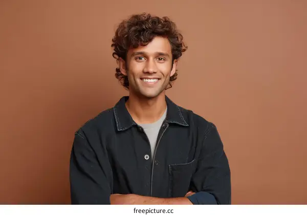 Smiling Man in Dark Jacket Studio Portrait