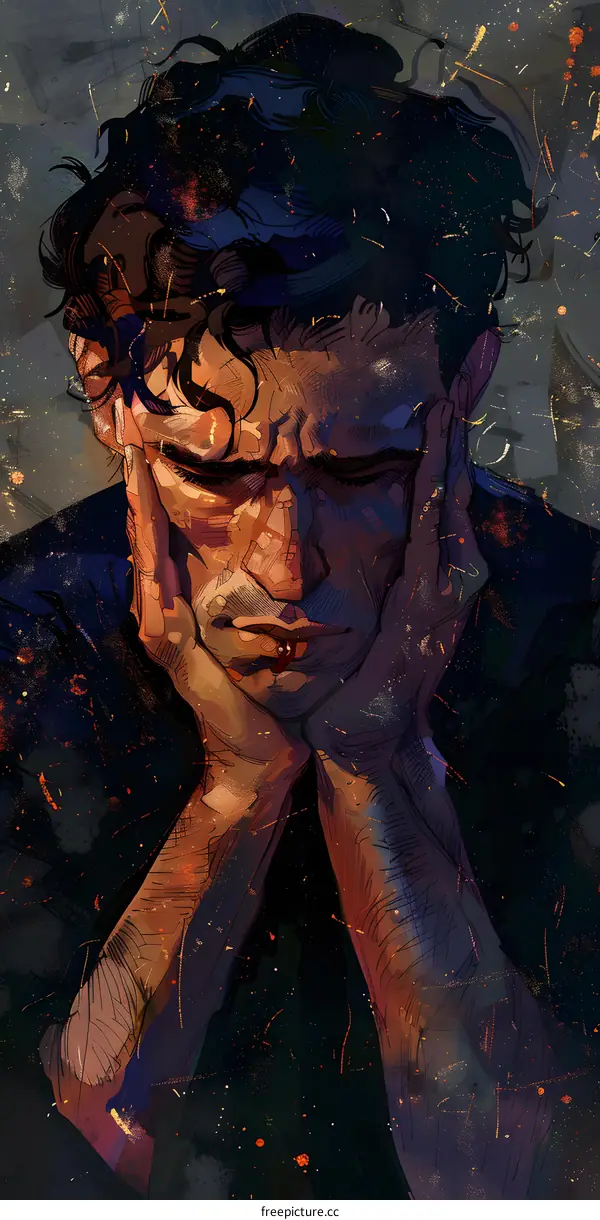 Man holding his head in despair