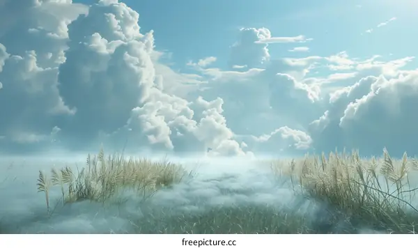 White Dandelions Dance in Gentle Breeze