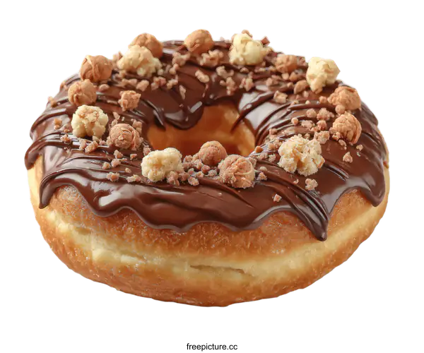 [Transparent Background PNG]Delicious Chocolate Donut with Toppings