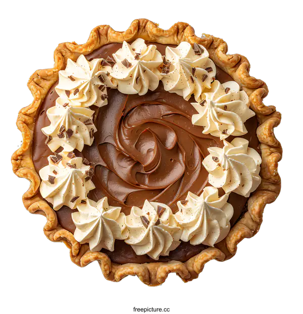 [Transparent Background PNG]Chocolate Pie With Whipped Cream Topping