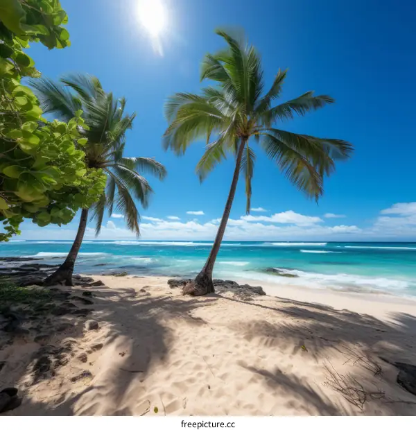 Beach with palm trees