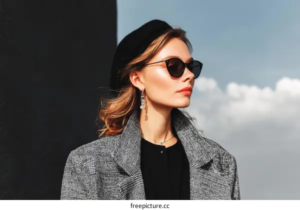 Stylish Woman Outdoors in Trendy Outfit