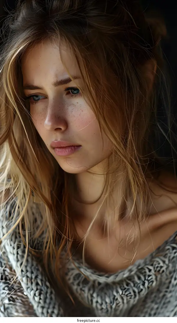 Portrait of a Young Woman with Freckles