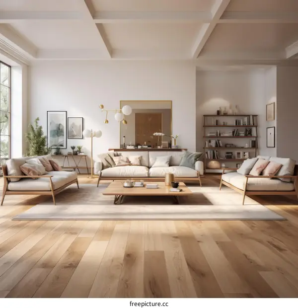 Spacious and Bright Living Room with Modern Furniture