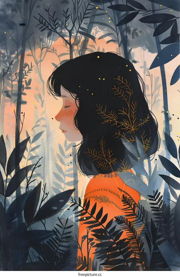 girl in the mysterious forest