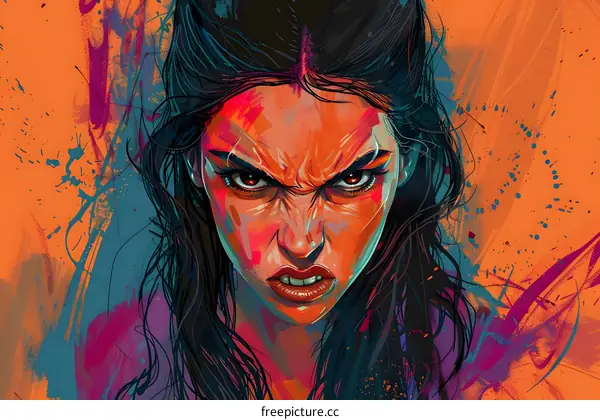 portrait of a woman with colorful background