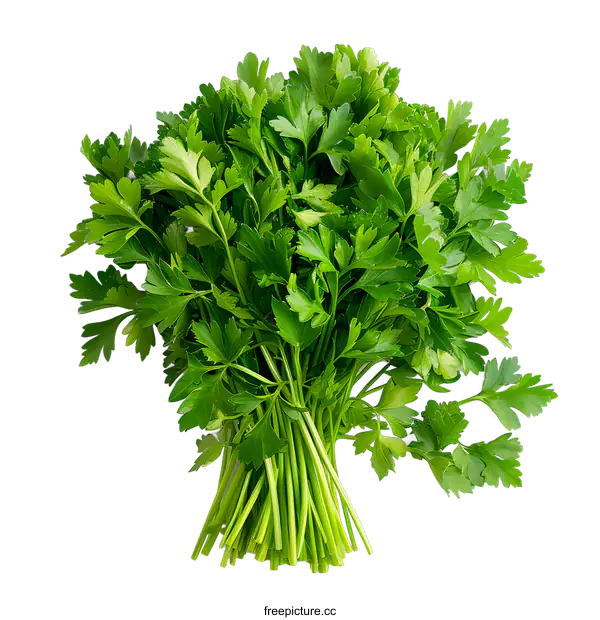 [Transparent Background PNG]A bunch of fresh green parsley leaves