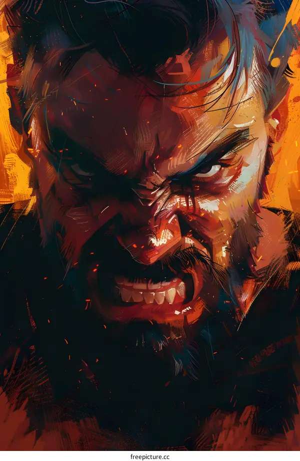 Angry Man with a Beard Illustration