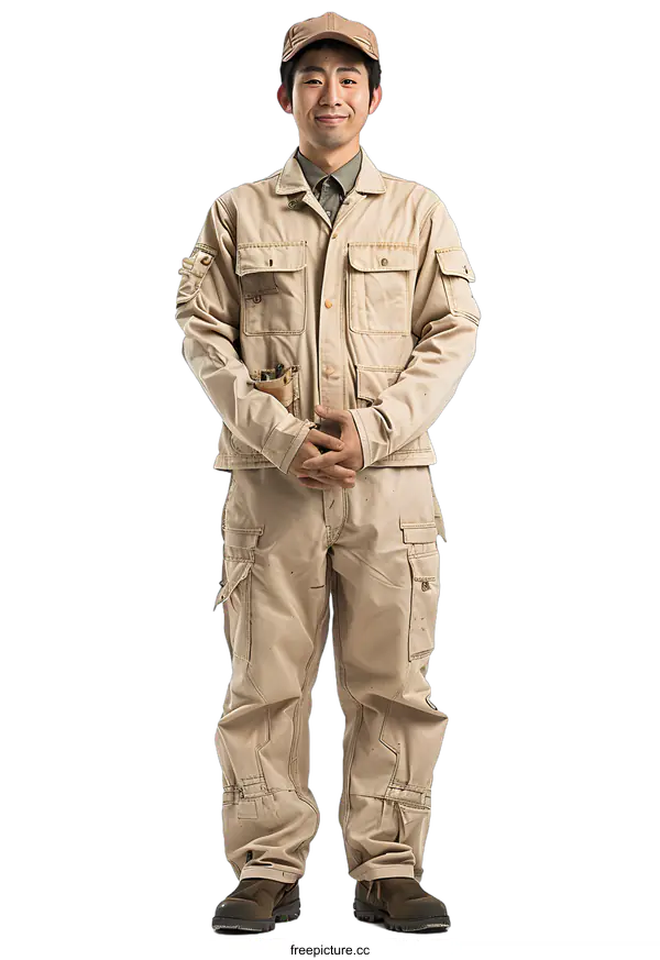 [Transparent Background PNG]Portrait of a Japanese Construction Worker