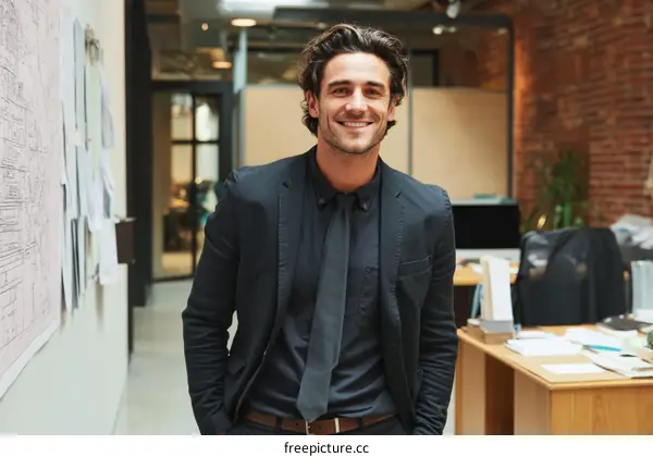 Confident Businessman in Modern Office
