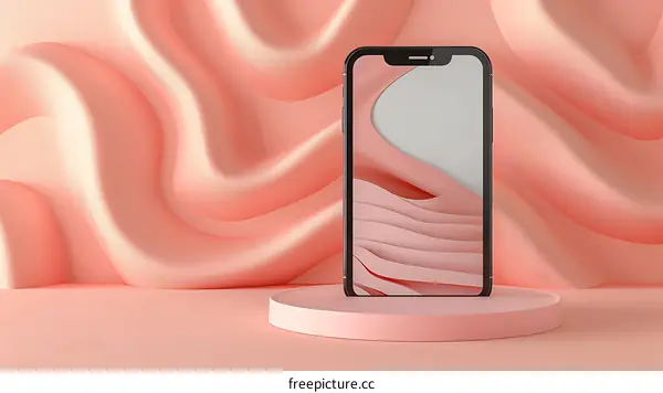 Pink Abstract Background with Smartphone Mockup
