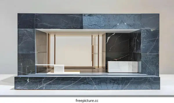 Black and White Marble Architectural Model
