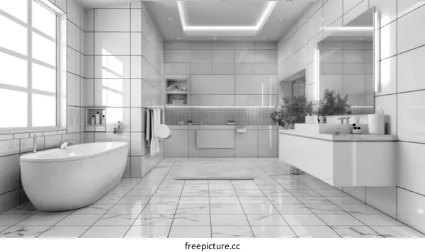 3D rendering of a modern bathroom
