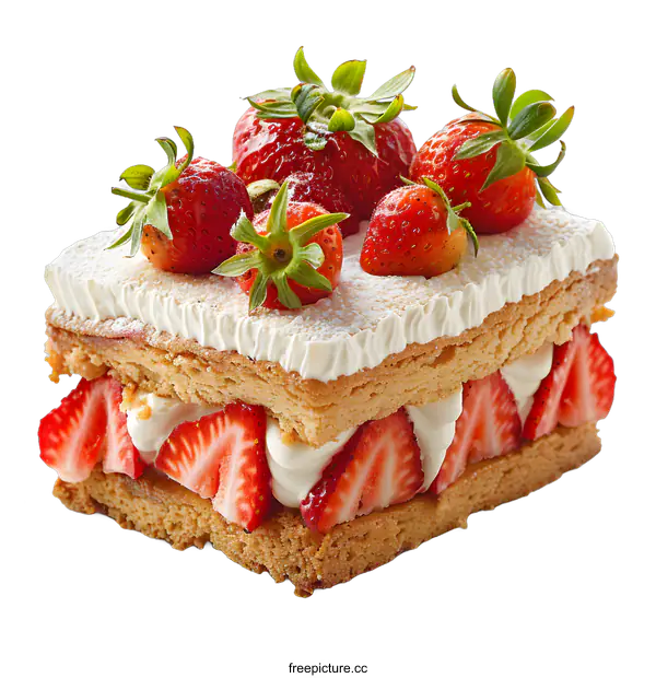 [Transparent Background PNG]Strawberry and Cream Cake