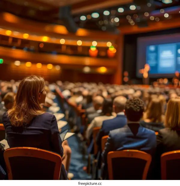 Business conference with people sitting in the auditorium