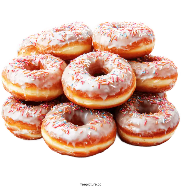 [Transparent Background PNG]Deliciously Stacked Donuts with Sprinkles