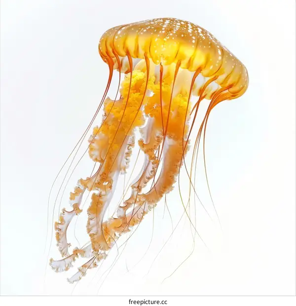 An illustration of a jellyfish with orange and white colors