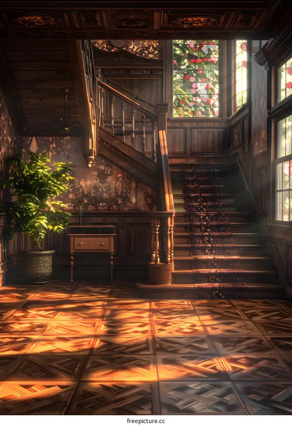 Staircase in a Victorian mansion